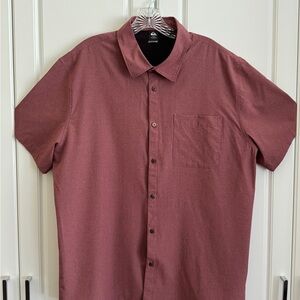 Quiksilver Burgundy Athletic Vented Casual Button Down Shirt Mens XL